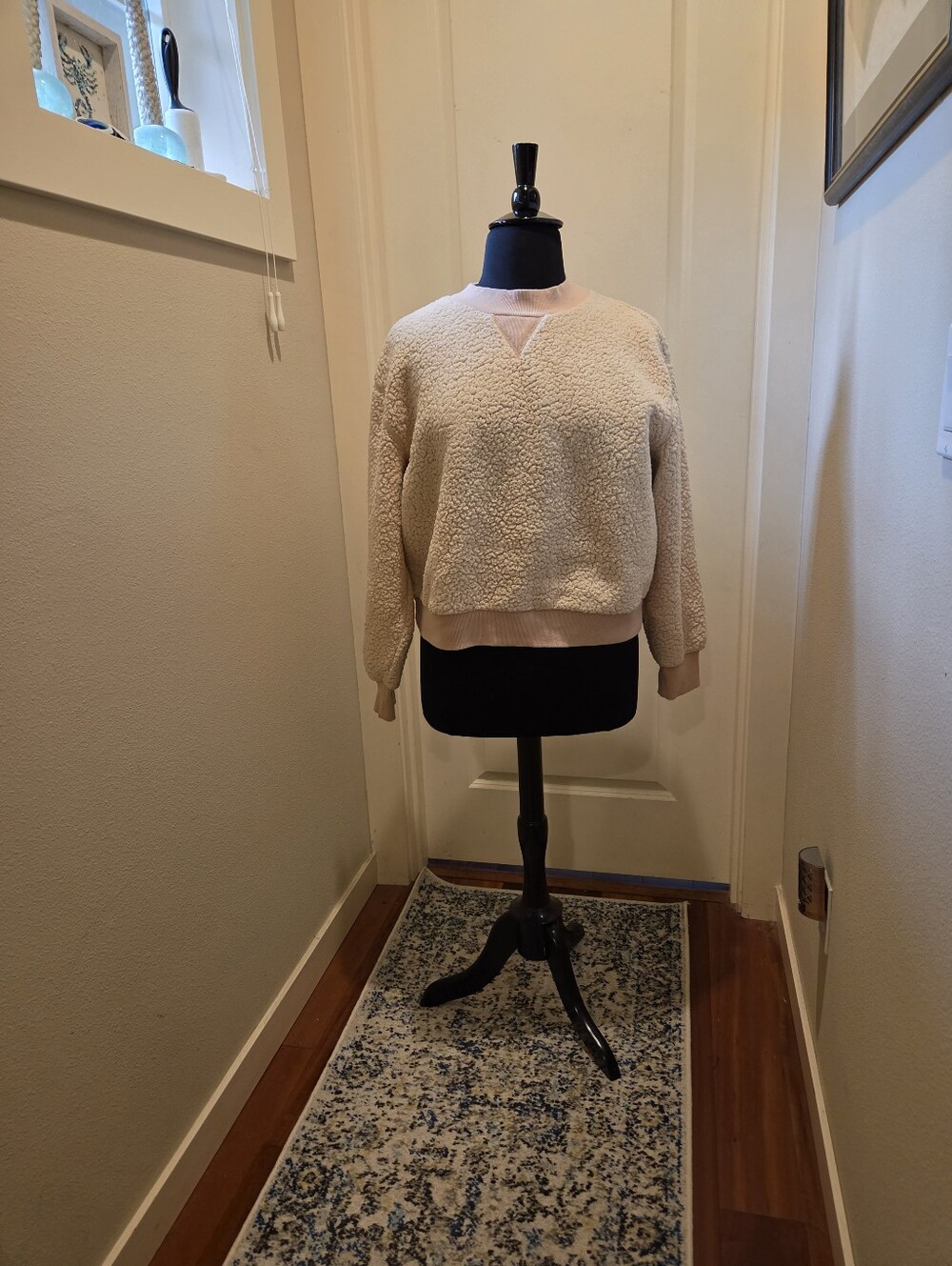 Who What Wear Cream Sherpa Crewneck Sweater